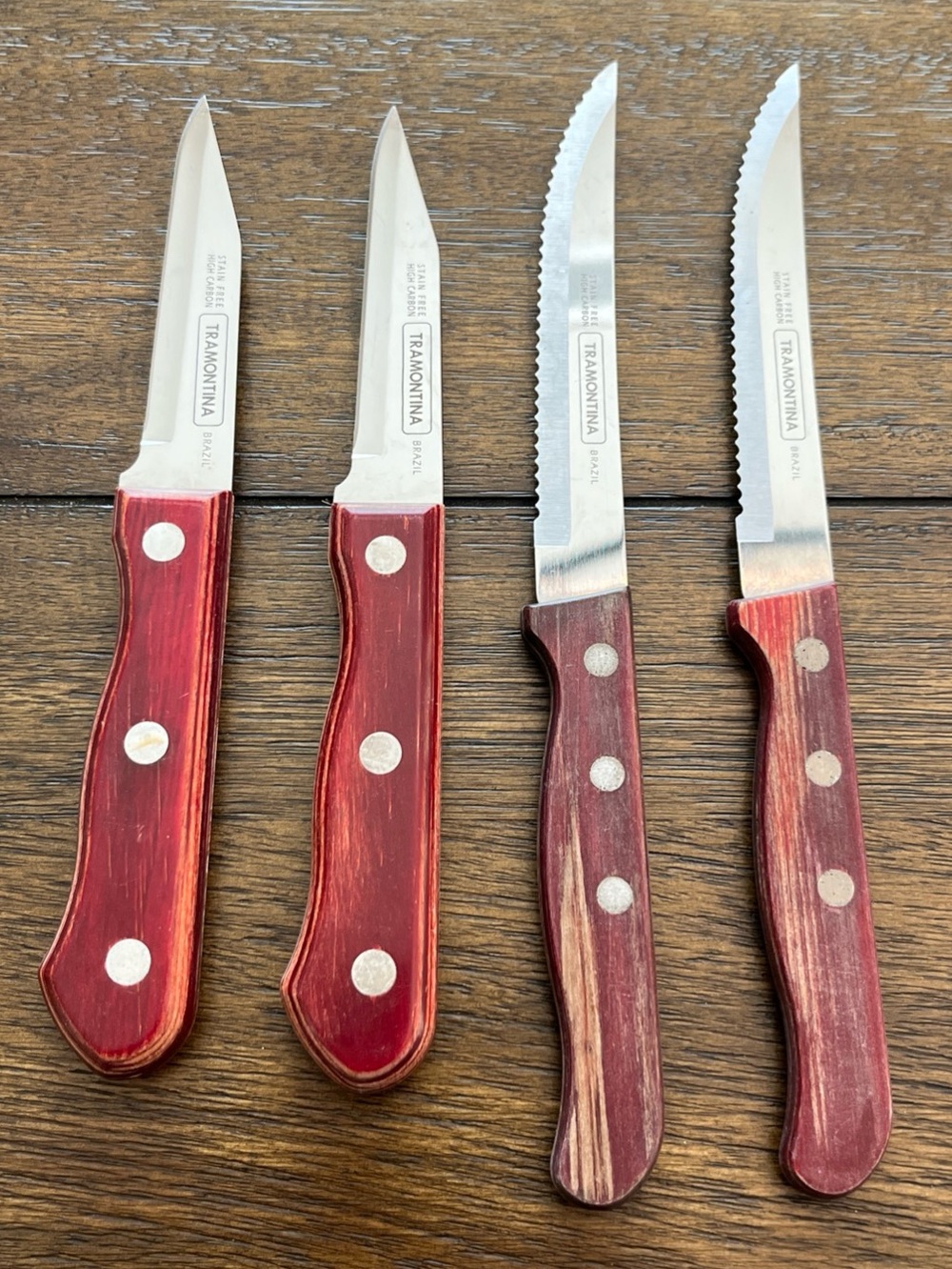 Tramontina Brazil (2) Steak & (2) Pairing Knives High Carbon Stainless Steel